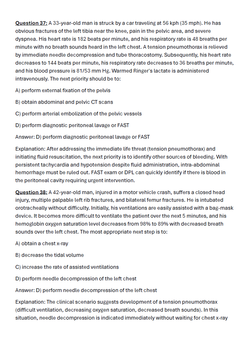 150 Questions for the ATLS Test with Answers & Explanations