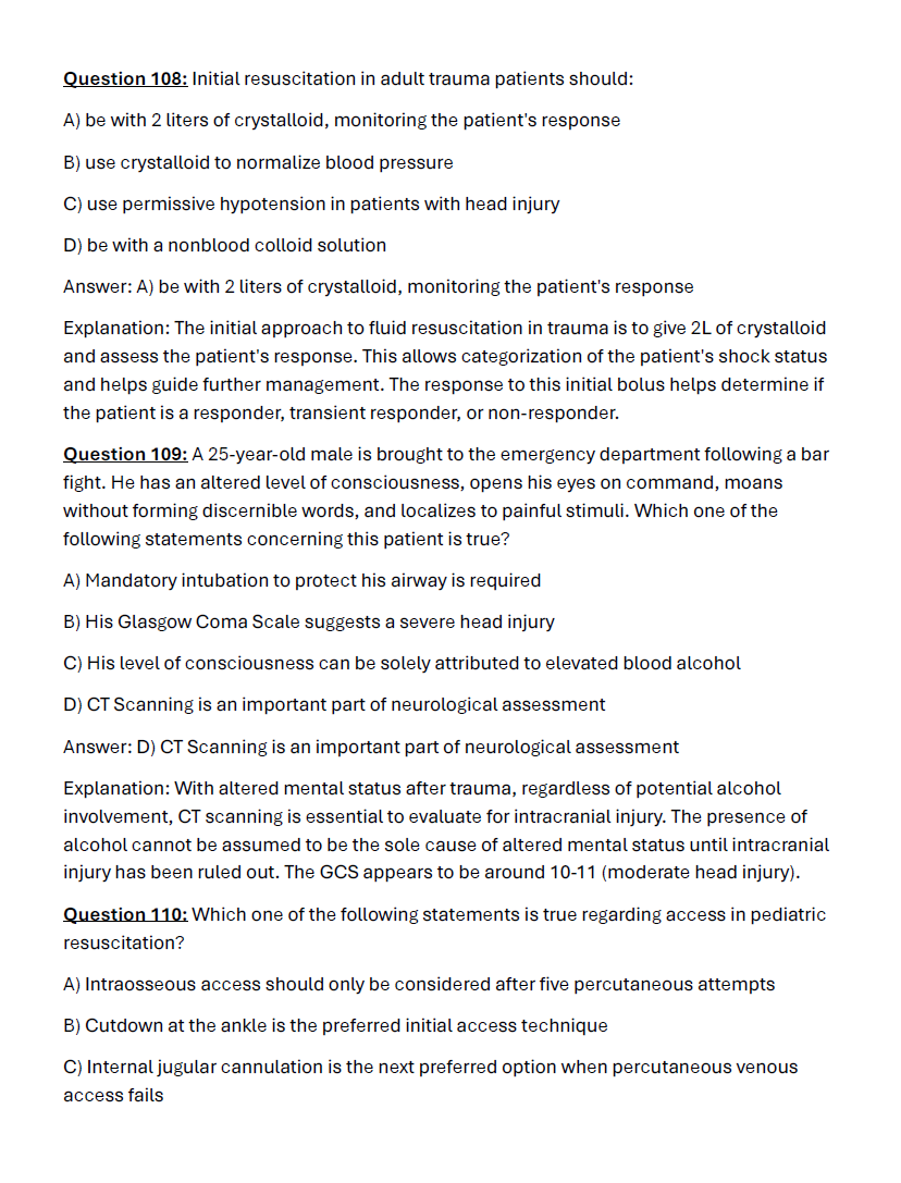 150 Questions for the ATLS Test with Answers & Explanations