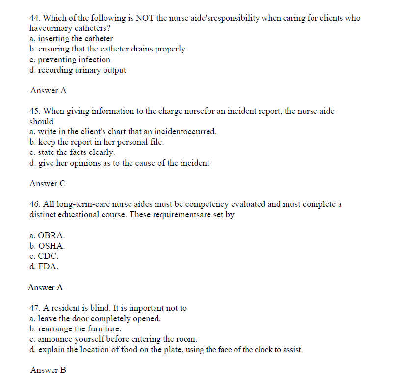 127 Questions for the CNA 2024 Exam with Answers & Explanations