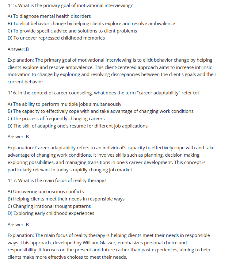 205 Questions for the NCE 2024 Exam with Answers & Explanations