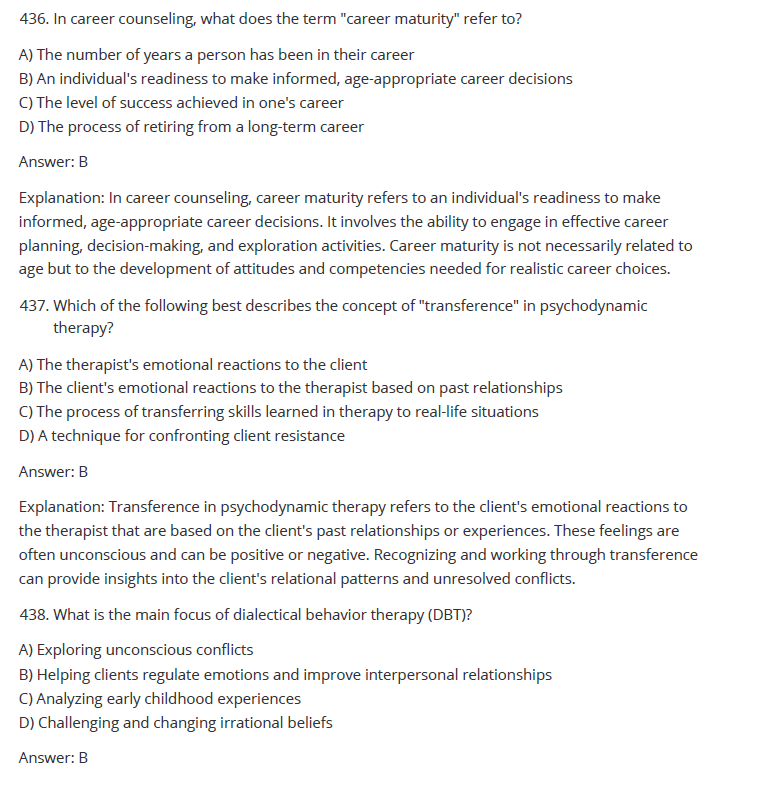 205 Questions for the NCE 2024 Exam with Answers & Explanations