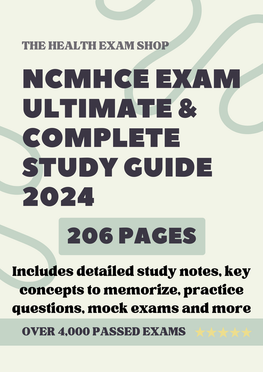 NCMHCE Exam Ultimate Study Guide Includes: Detailed Notes, Definitions, Mock Exams, Case Studies & More