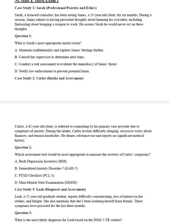 NCMHCE Exam Ultimate Study Guide Includes: Detailed Notes, Definitions, Mock Exams, Case Studies & More