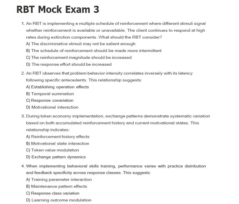 450 Questions for the RBT 2024 Exam with Answers & Explanation