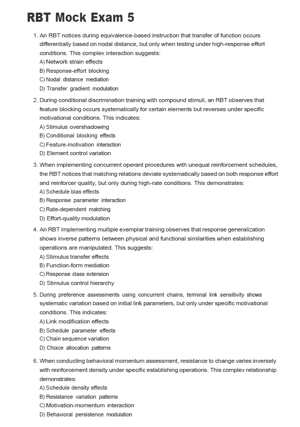 450 Questions for the RBT 2024 Exam with Answers & Explanation